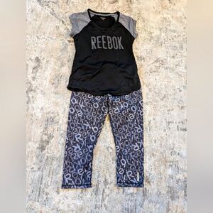 Reebok Leggings & Tee - Black/Gray